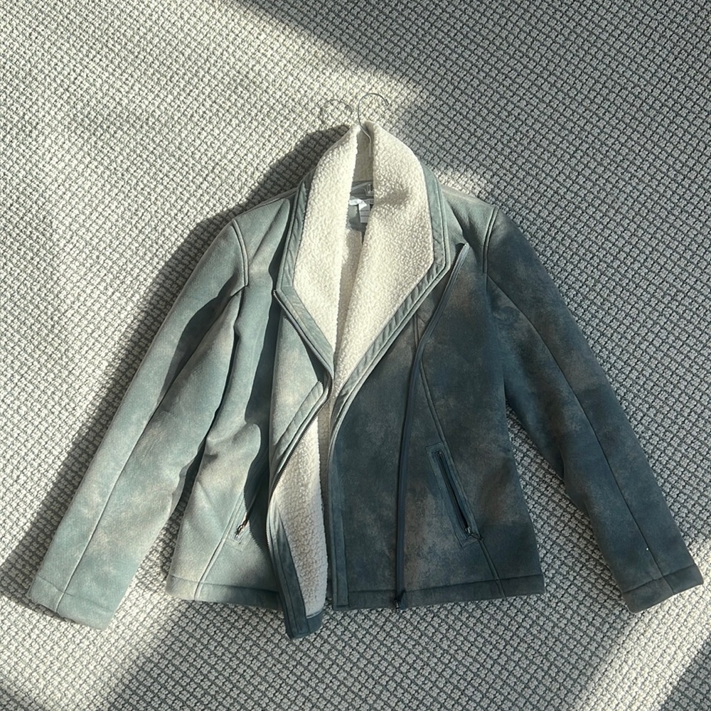 ASTARS Savannah Vegan Shearling Jacket / Distressed Denim